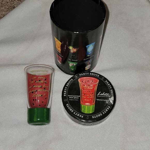 Lolita Hand Painted Party Shots 2 oz. Glass Collection 🍉 Watermelon 🍉 HTF - Picture 1 of 6